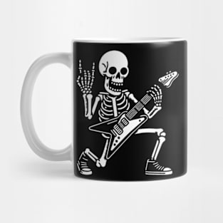 Skeleton Playing Heavy Metal Guitarrock Skeleton Playing Guitarskeleton Rocker Mug